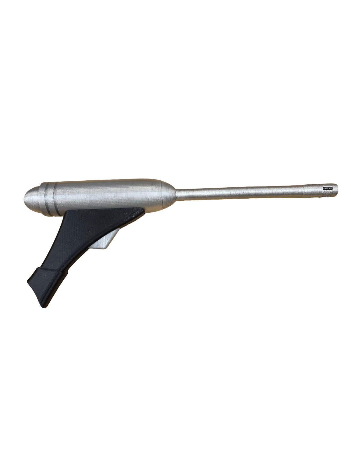 Silver Retro Laser Style Prop – 3D Printed Display Model, Fully Painted & Ready to Showcase