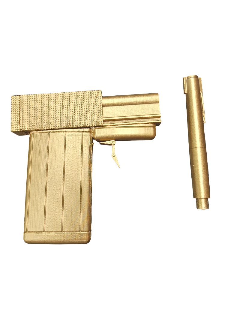 Golden Gun Style Prop – 3D Printed Display Model – Fan-Made Spy Collectible