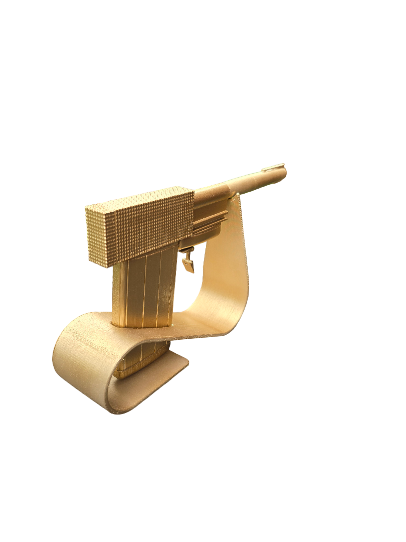 Golden Gun Style Prop – 3D Printed Display Model – Fan-Made Spy Collectible