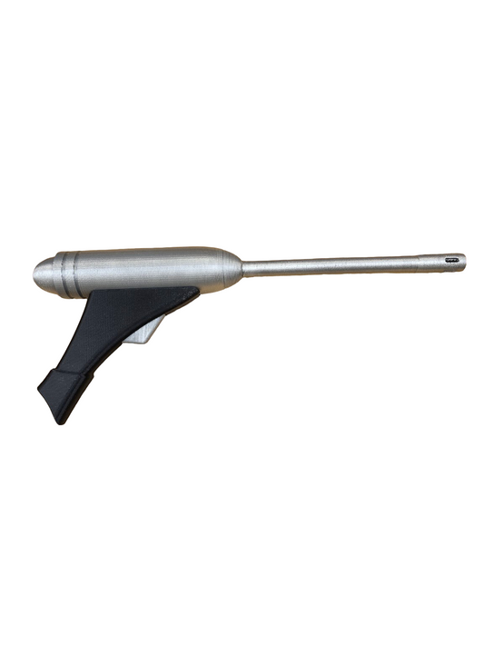 Silver Retro Laser Style Prop – 3D Printed Display Model, Fully Painted & Ready to Showcase