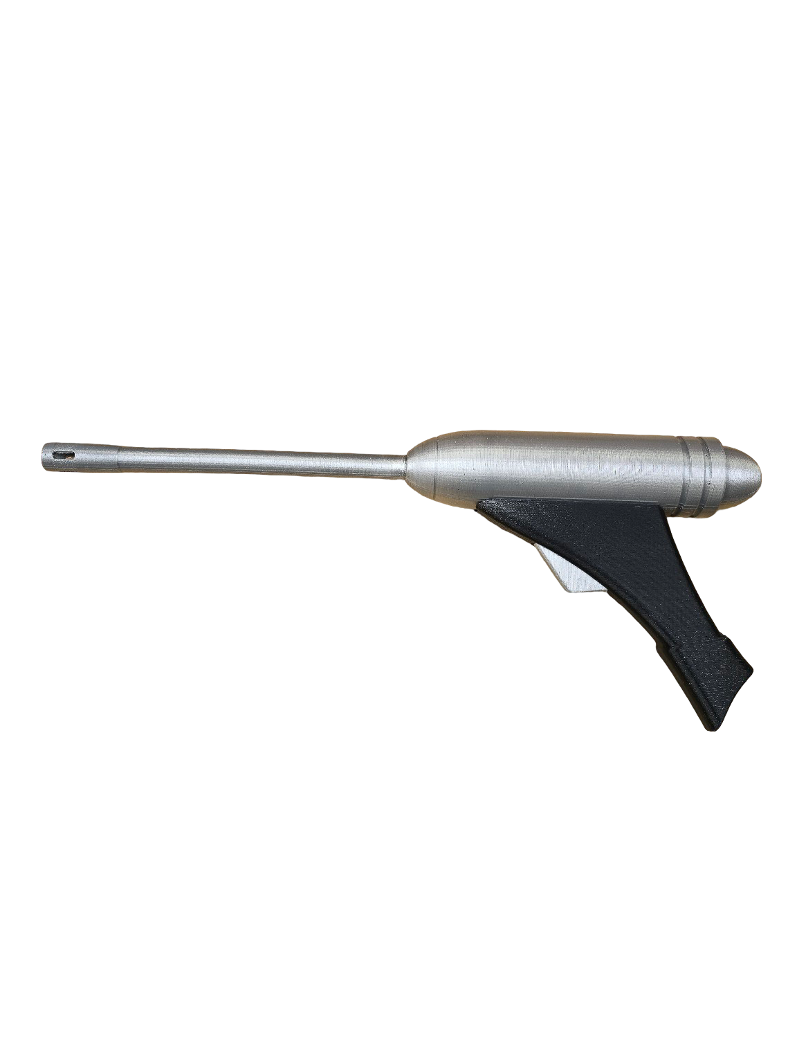 Silver Retro Laser Style Prop – 3D Printed Display Model, Fully Painted & Ready to Showcase