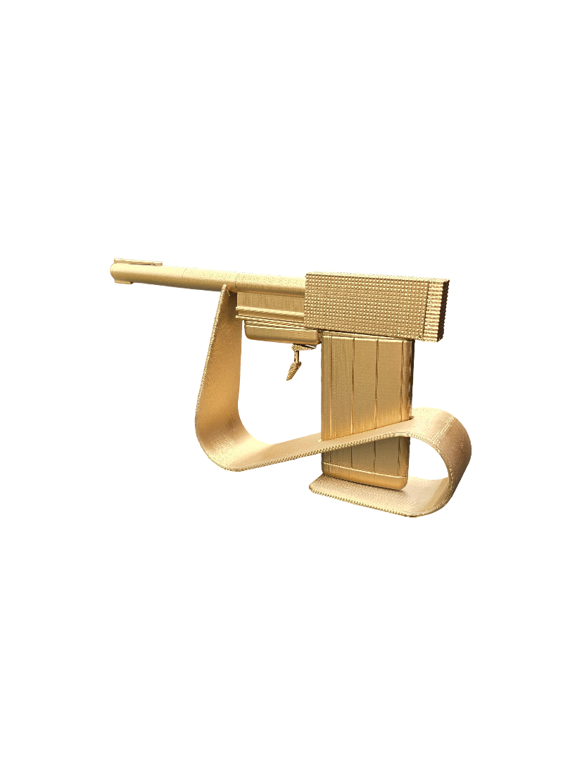 Golden Gun Style Prop – 3D Printed Display Model – Fan-Made Spy Collectible