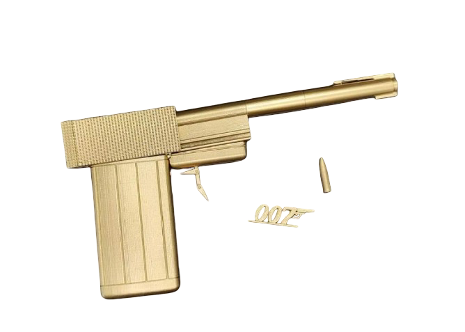 Golden Gun Style Prop – 3D Printed Display Model – Fan-Made Spy Collectible