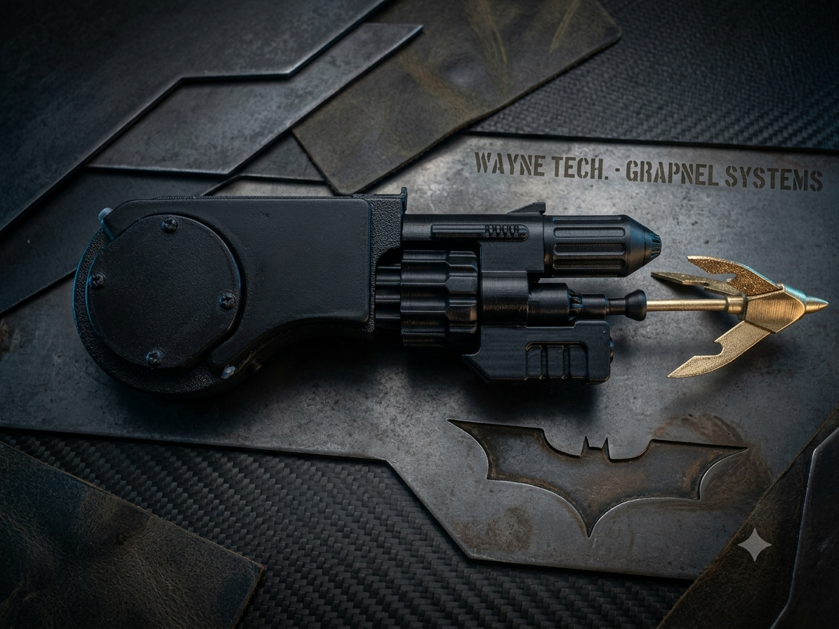 Grapnel Spear Device Prop 1989 Style - 3D Printed Tactical Grapple Hook Accessory, Cosplay Figurine Display Piece