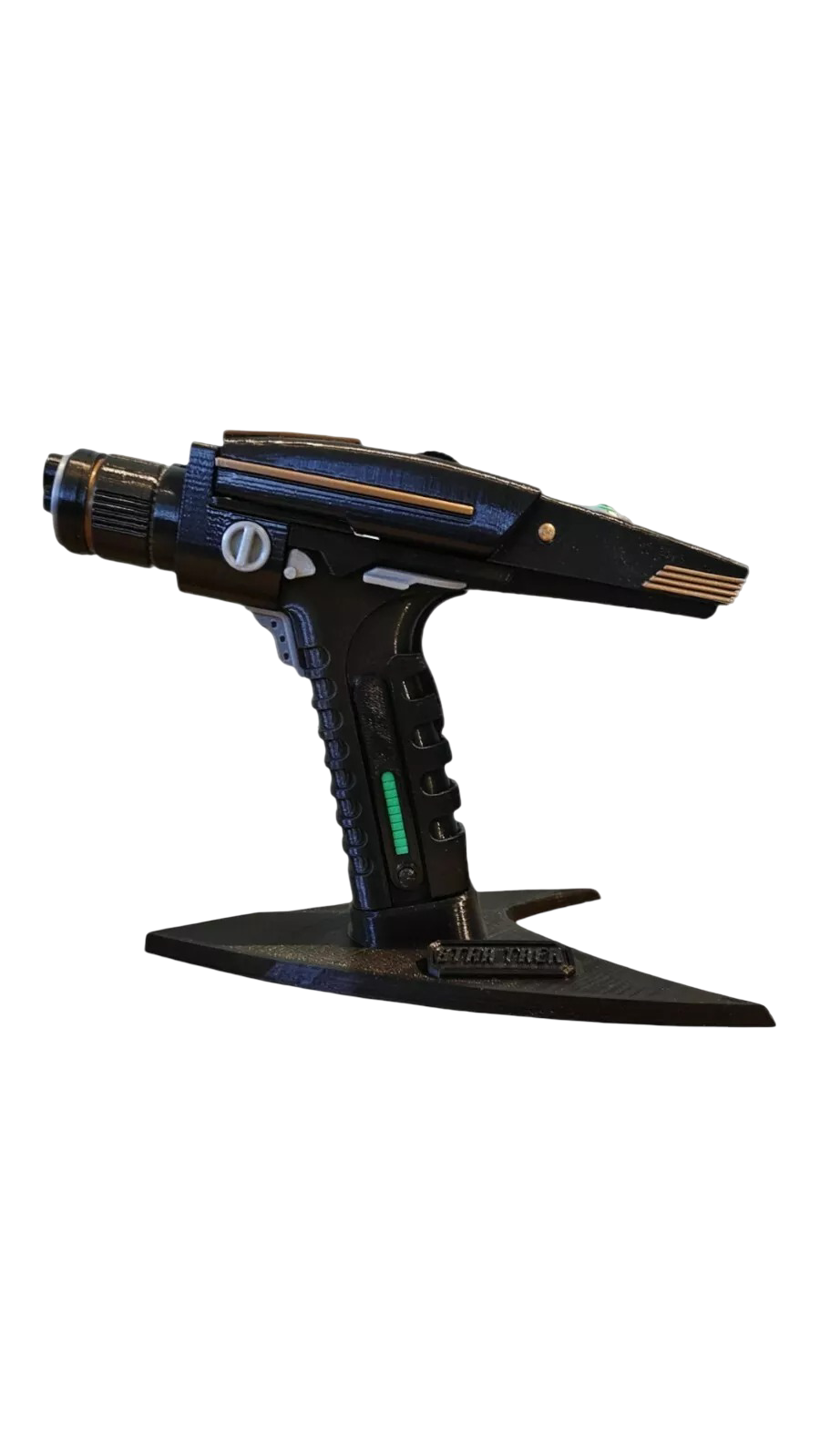 Star Trek Discovery Style Phaser Prop – Fan-Made 3D Printed Model with Stand