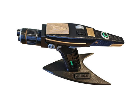 Star Trek Discovery Style Phaser Prop – Fan-Made 3D Printed Model with Stand